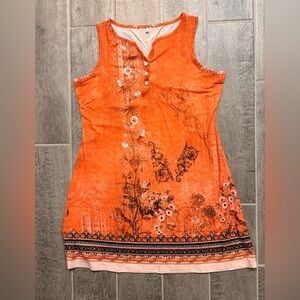 Orange and Brown Floral Sleeveless Cover Up